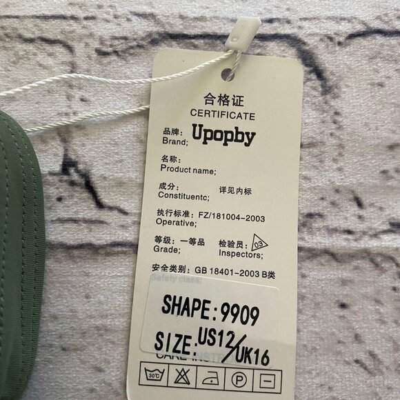 Upopby Womens Padded One Piece Tummy Control Swimsuit Olive Green Size 12 NWT - Picture 7 of 16